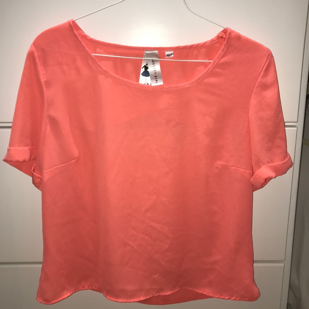 orange short sleeve blouse